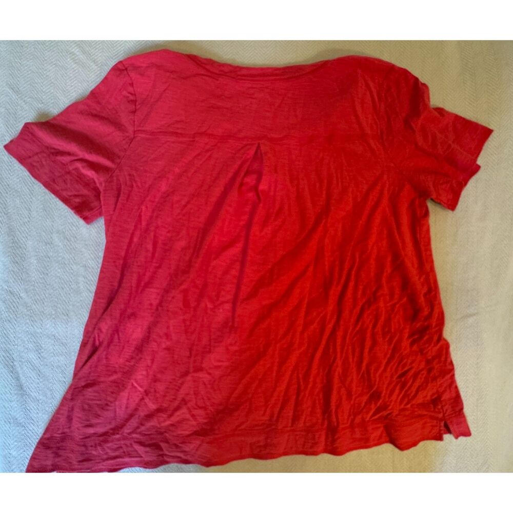 Westbound Woman 1X Red V-Neck Short Sleeve Cotton Plus Size Tee